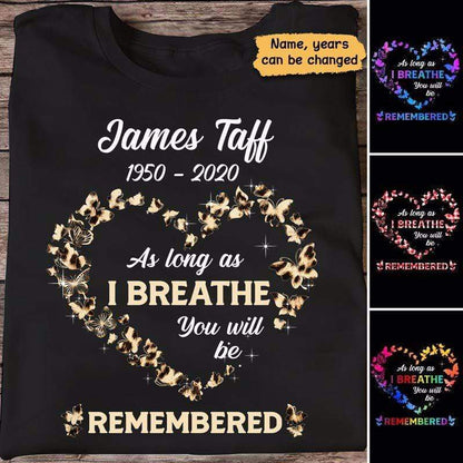 Patterns Butterflies Heart Memorial Personalized Shirt