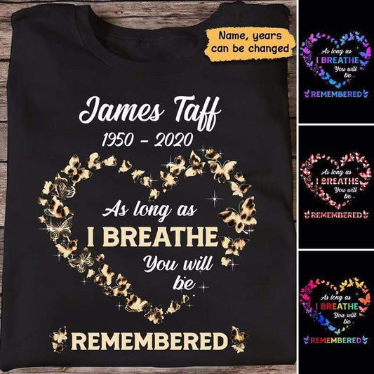 Patterns Butterflies Heart Memorial Personalized Shirt