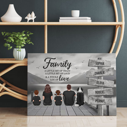 Family A Little Whole Lot of Love Sign Posts Personalized Canvas Prints, Home Decoration, Gift For Family