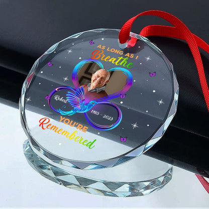 As Long As I Breathe You’Re Remembered Memorial Memorial Glass Ornament, Upload Photo Personalized Memorial Keepsake