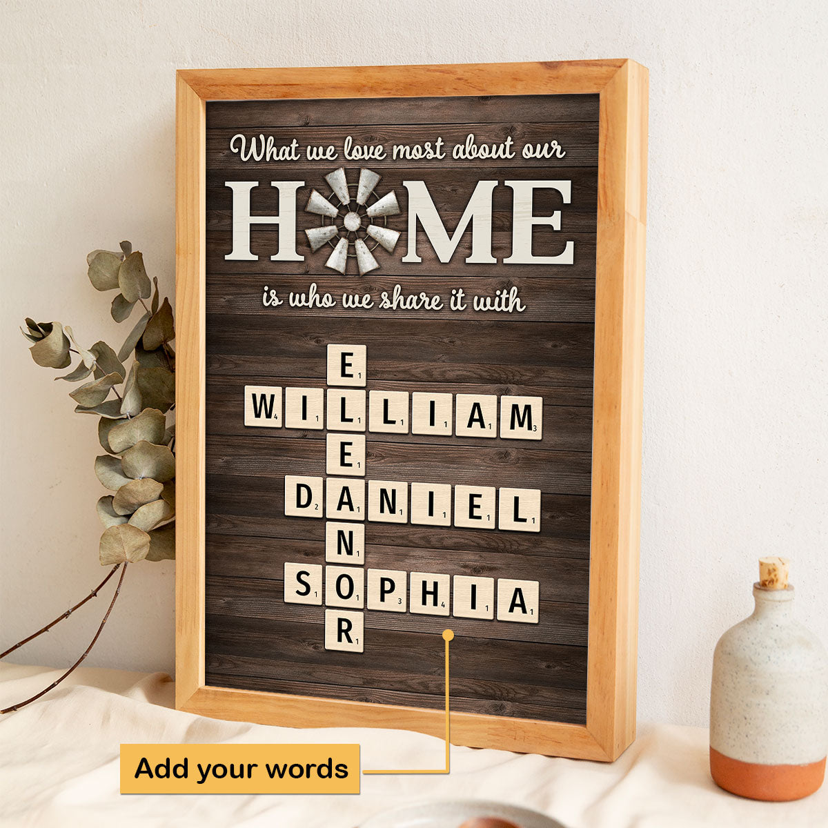 Home Is Who We Share Love With Crosswords Puzzle Art Personalized Poster