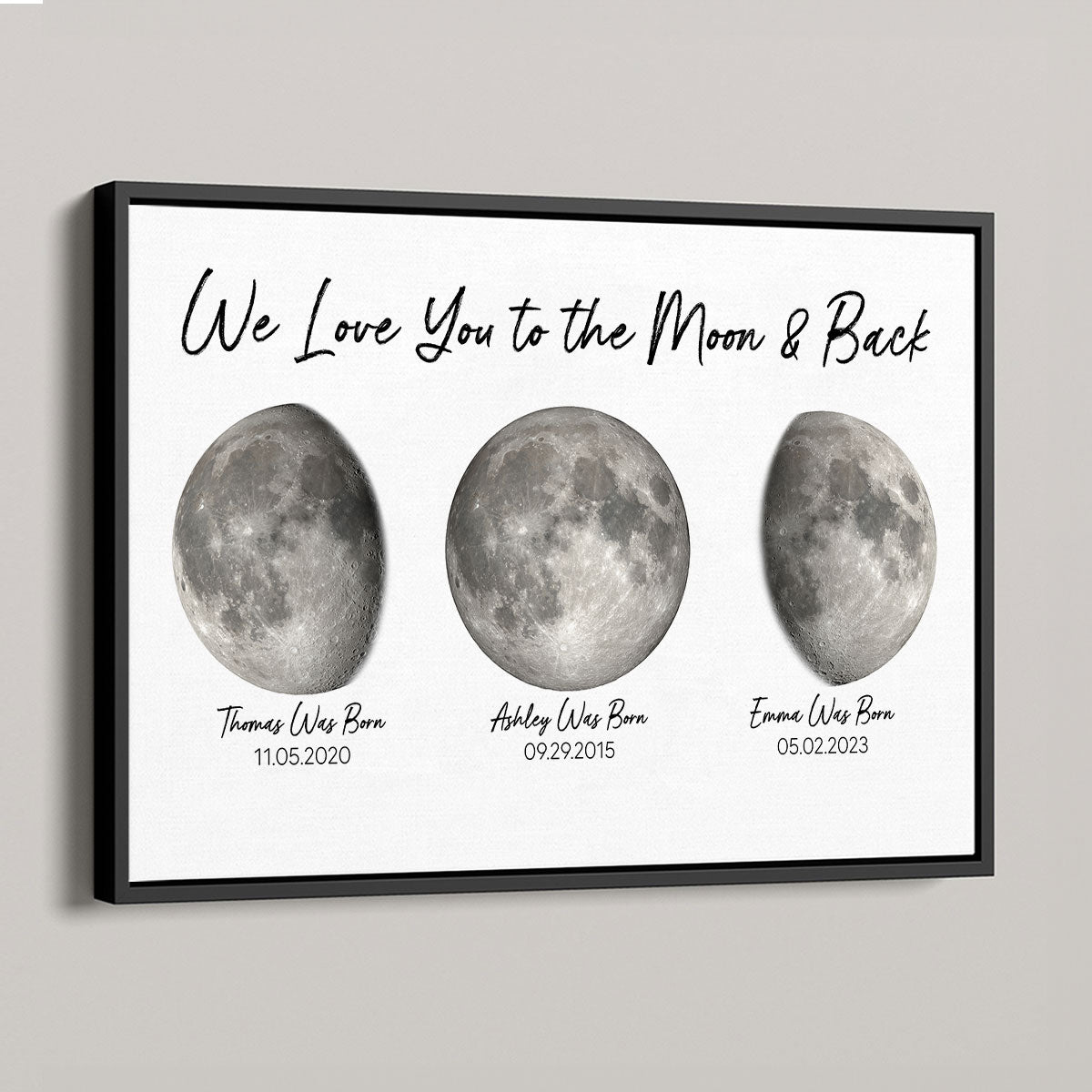 Love You To The Moon And Back Birth Moon Phase Personalized Poster, Gift For Mom, Grandma