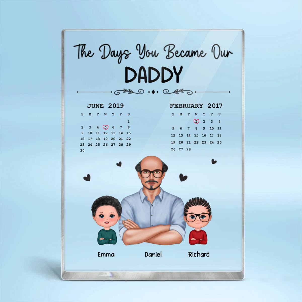 The Days You Became Our Dad Man & Doll Kids Personalized Vertical Rectangle Acrylic Block Plaque