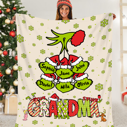 Personalized Nickname Grandma, Mom And Kids Names Christmas 2024 Custom Blanket