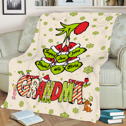 Personalized Nickname Grandma, Mom And Kids Names Christmas 2024 Custom Blanket