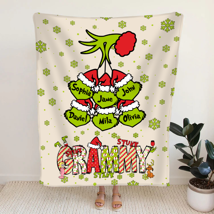 Personalized Nickname Grandma, Mom And Kids Names Christmas 2024 Custom Blanket