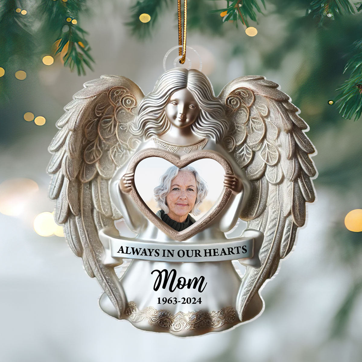Angel Among Us Upload Photo Memorial Acrylic Ornament, 2024 Personalized 3D Effect Memorial Ornament, Heartfelt Memorial Keepsake For Your Loved One