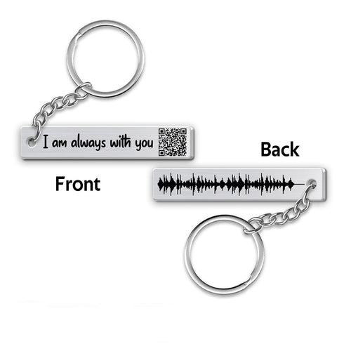 Always With You Keepsake Voice Message Soundwave Art QR Code Personalized Metal Keychain