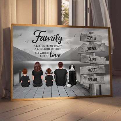 Retro Vintage Family A Little Whole Lot of Love Sign Posts Personalized Poster, Unique 2024 Christmas Gift For Family