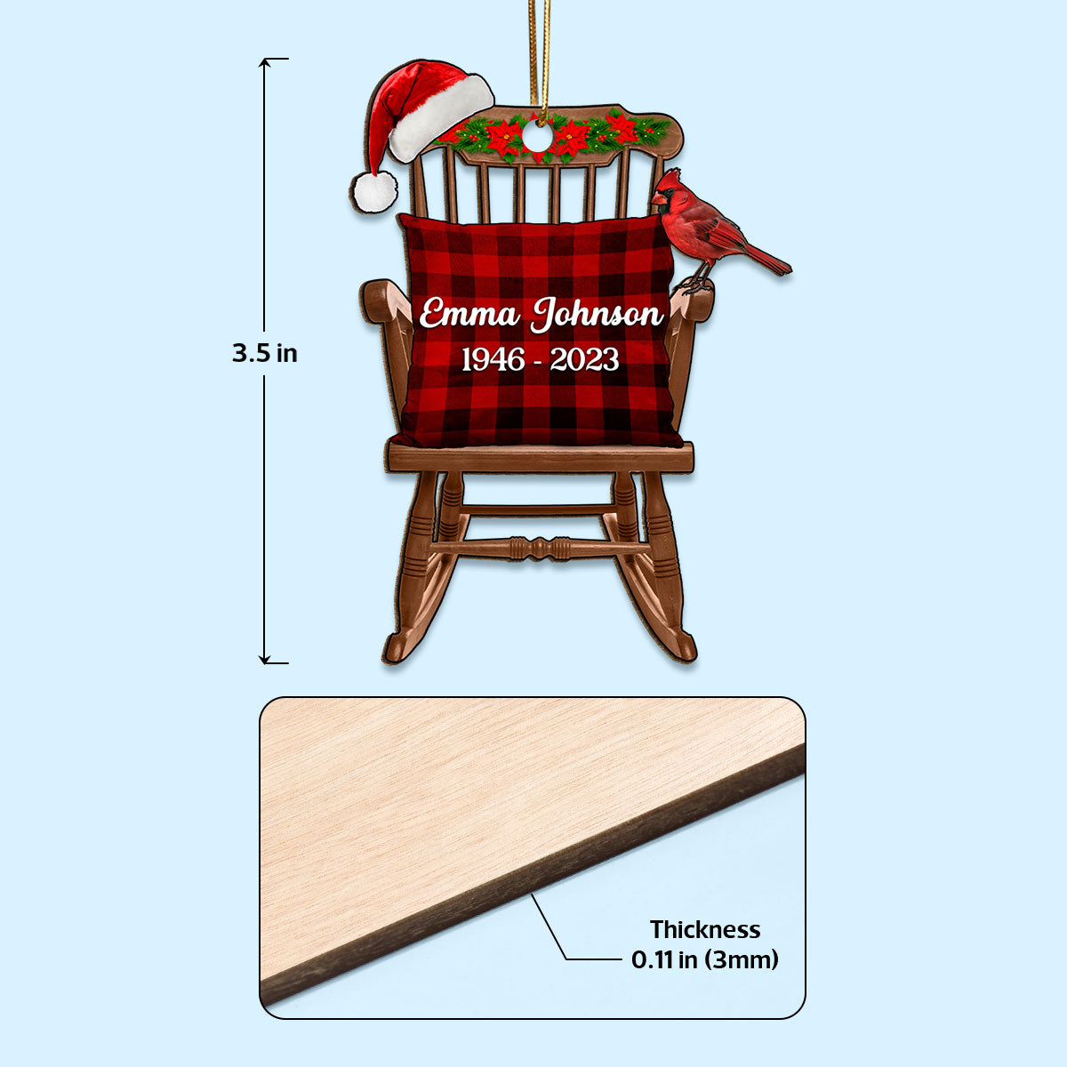 Memorial Keepsake Empty Chair For Lost Loved One Personalized Wooden Ornament