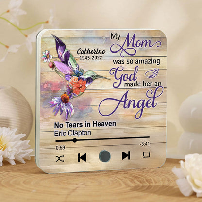 Hummingbird My Mom Was So Amazing God Made Her An Angel Personalized Music Fridge Magnet, Memorial Keepsake, Remembrance Gift