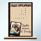 Crossword Custom Photo Together We Make A Family - Personalized Custom Shaped Wooden Plaque