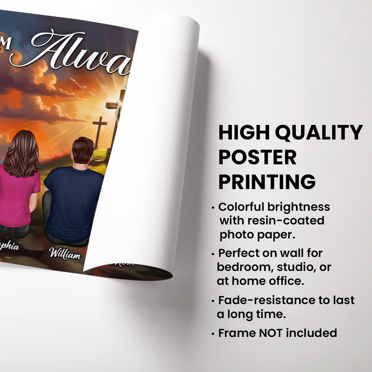 Crosses On Hill I Am Always With You Memorial Personalized Poster