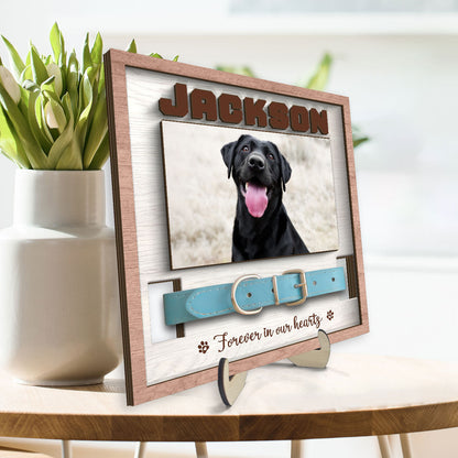 Pet Loss Pet Memorial Remembrance Gift Pet Collar Keepsake Photo Inserted Personalized Wooden Pet Collar Holder