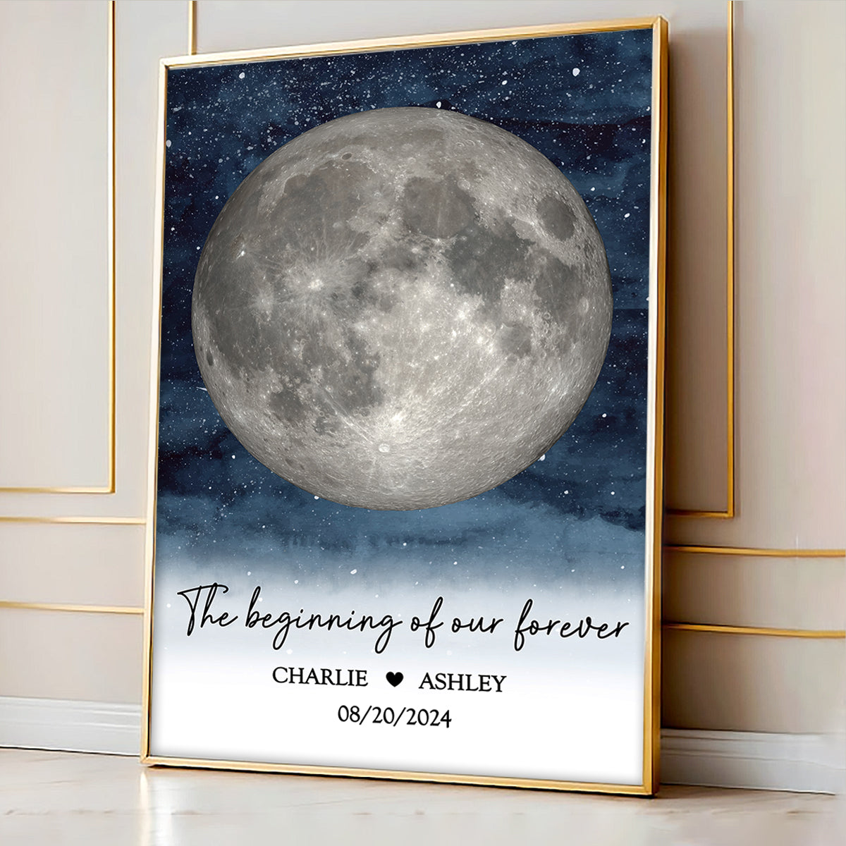 Starry Night Couple Custom Moon Phase Anniversary Date Personalized Poster, Anniversary Gift, Wedding Gift For Couple