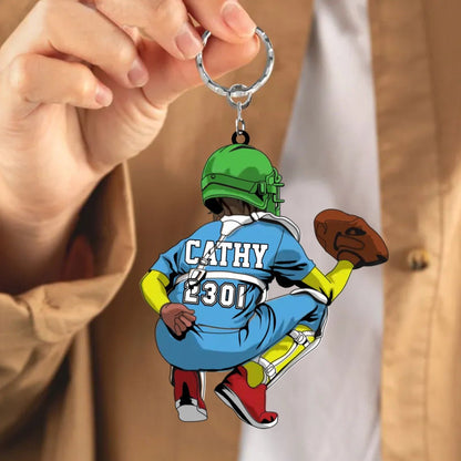 Baseball Lovers - Catcher Girl - Personalized Acrylic Keychain - The Next Custom Gift
