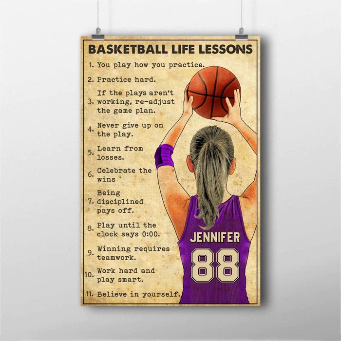 Basketball - Basketball Life Lessons - Personalized Basketball Poster - The Next Custom Gift
