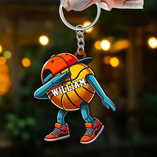 Basketball Lovers - Funny Dabbing Basketball - Personalized Acrylic Keychain - The Next Custom Gift