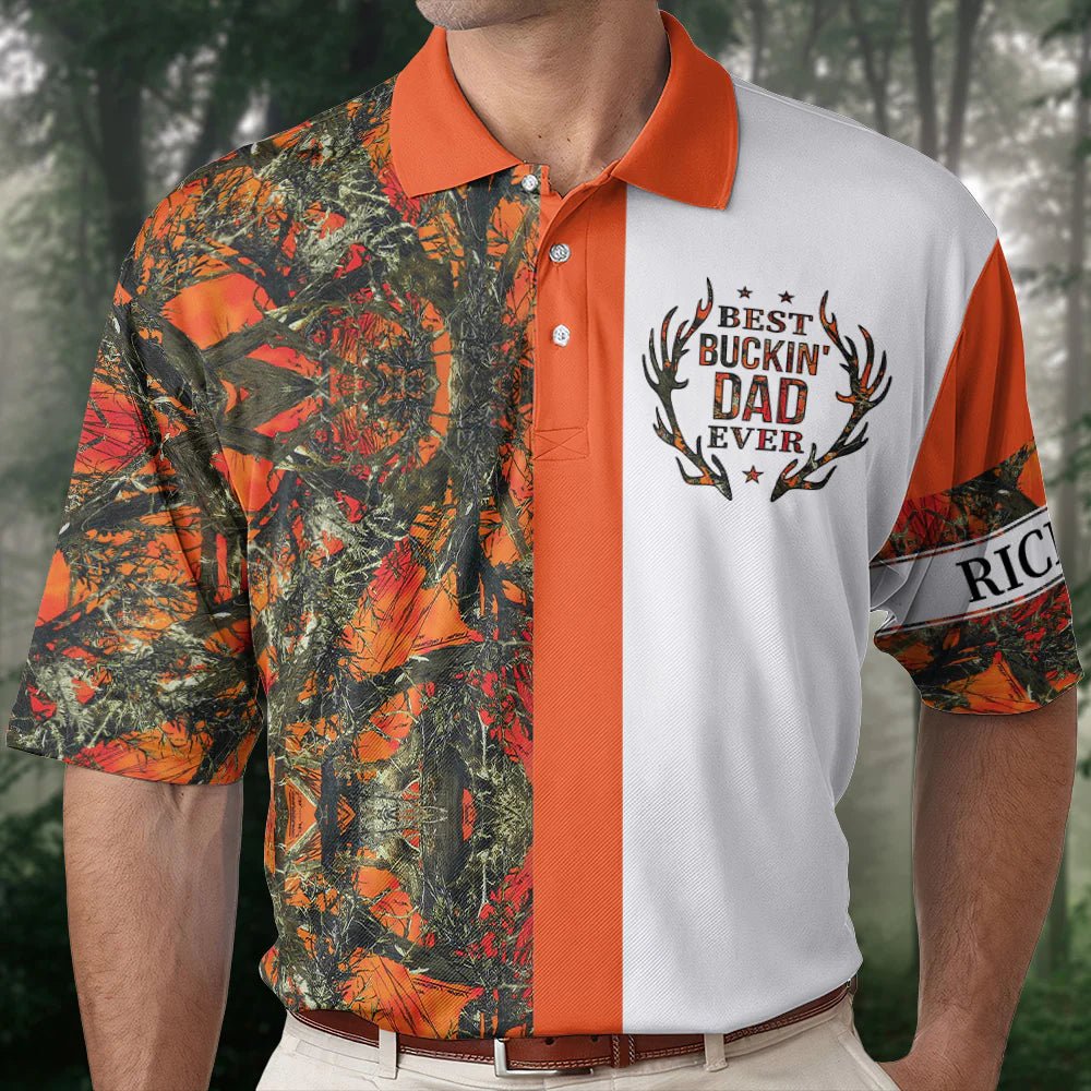 Best Buckin' Dad Ever Hunting Polo Shirt - Personalized Polo Shirt - The Next Custom Gift
