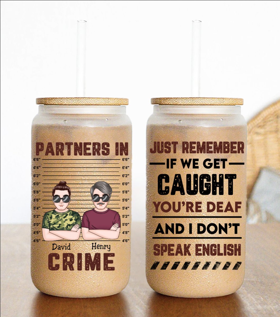 Besties - Partner In Crime - Personalized Glass Can - The Next Custom Gift
