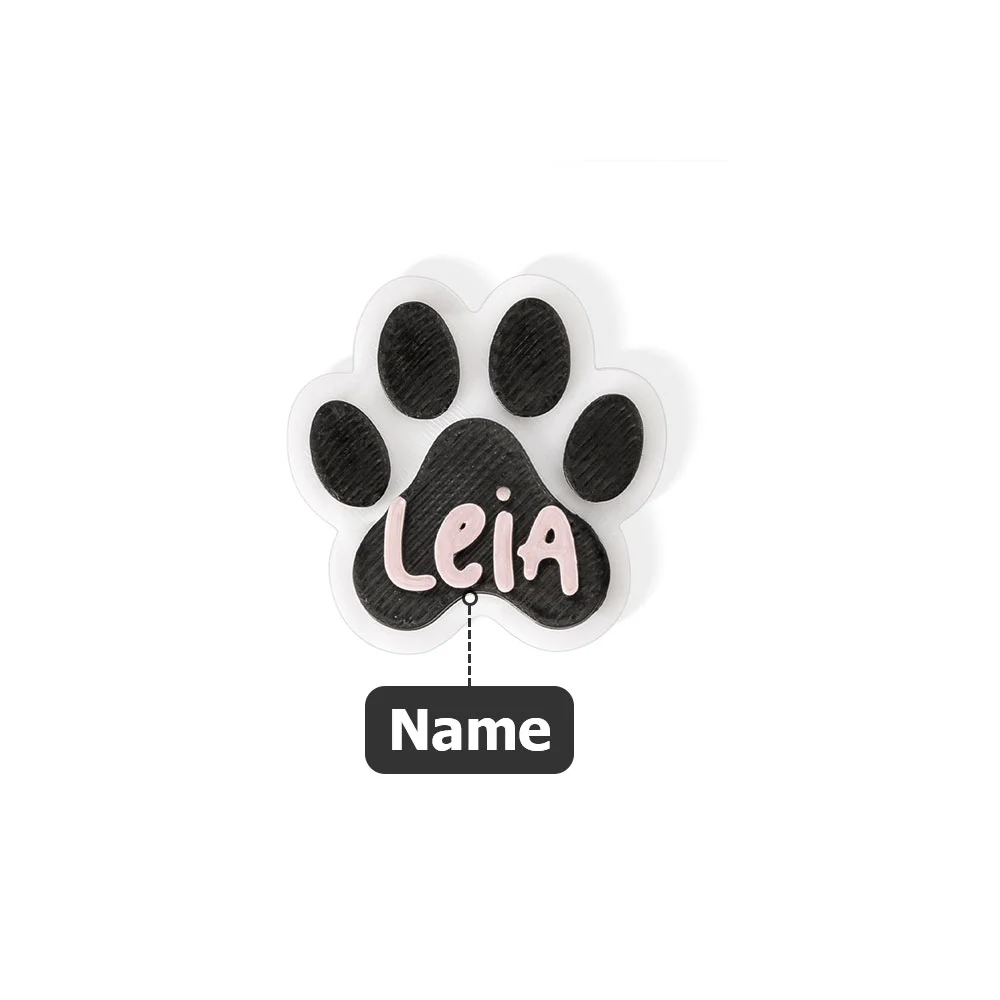 Personalised 3D Printed Cute Dog Paw Shoes Clog Charms Decoration with Name Shoes Decoration Birthday Gift for Pet Lovers