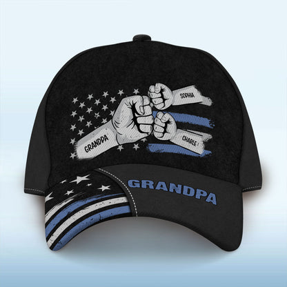 Dad Grandpa Fist Bump Nation Flag Personalized Classic Cap, Gift For Dad, For Grandpa, For Husband
