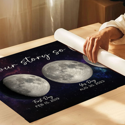 The Moon Witnessed Our Love Story Moon Phase Art Celebrate Special Milestones Personalized Poster