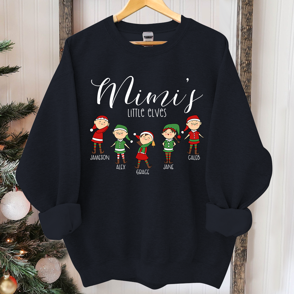 Mimi little elves And Grandkids Christmas Merry Sweatshirt