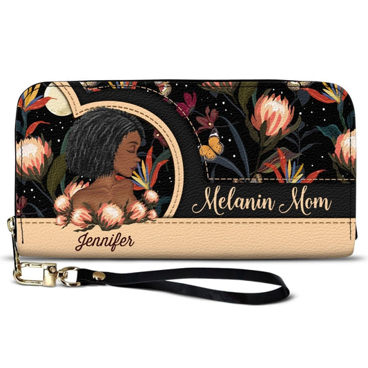 Black Mom - Melanin Mom - Personalized Leather Long Wallet - The Next Custom Gift