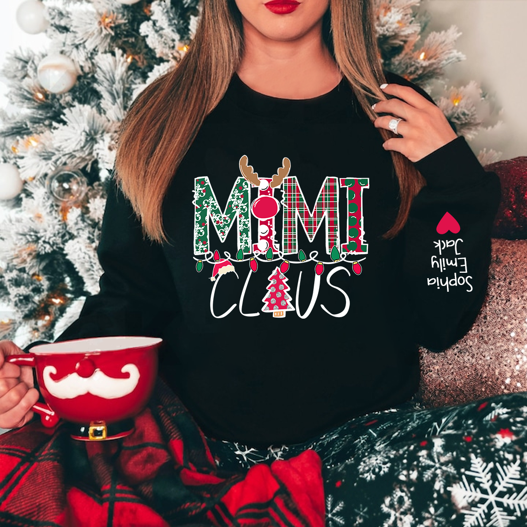 Personalized Mimi Claus Christmas With Grandkids Sweatshirt