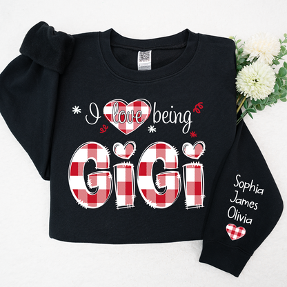 I love being Grandma Buffalo Plaid Red And Grandkids 2024 Christmas Sweatshirt