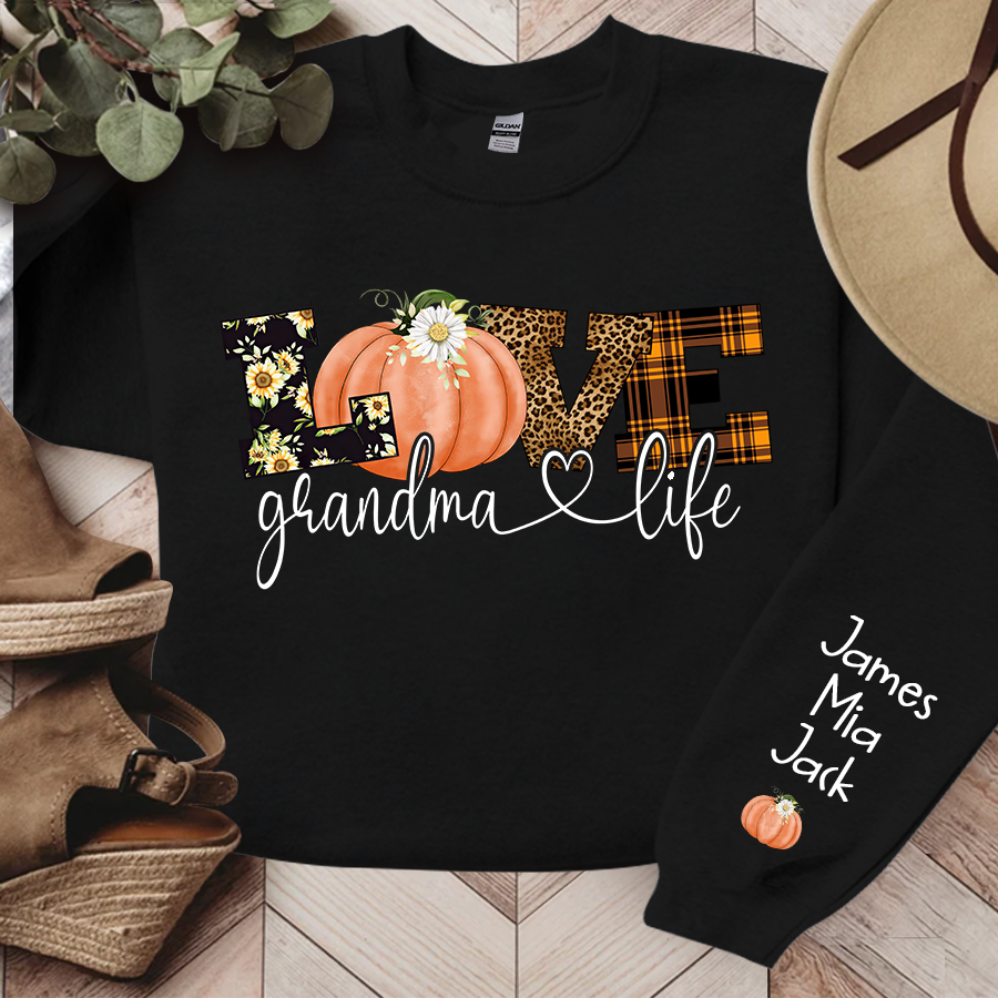 Personalized Love Grandma Life Fall Season Pumpkin Sweatshirt