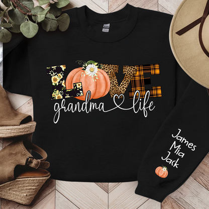 Personalized Love Grandma Life Fall Season Pumpkin Sweatshirt