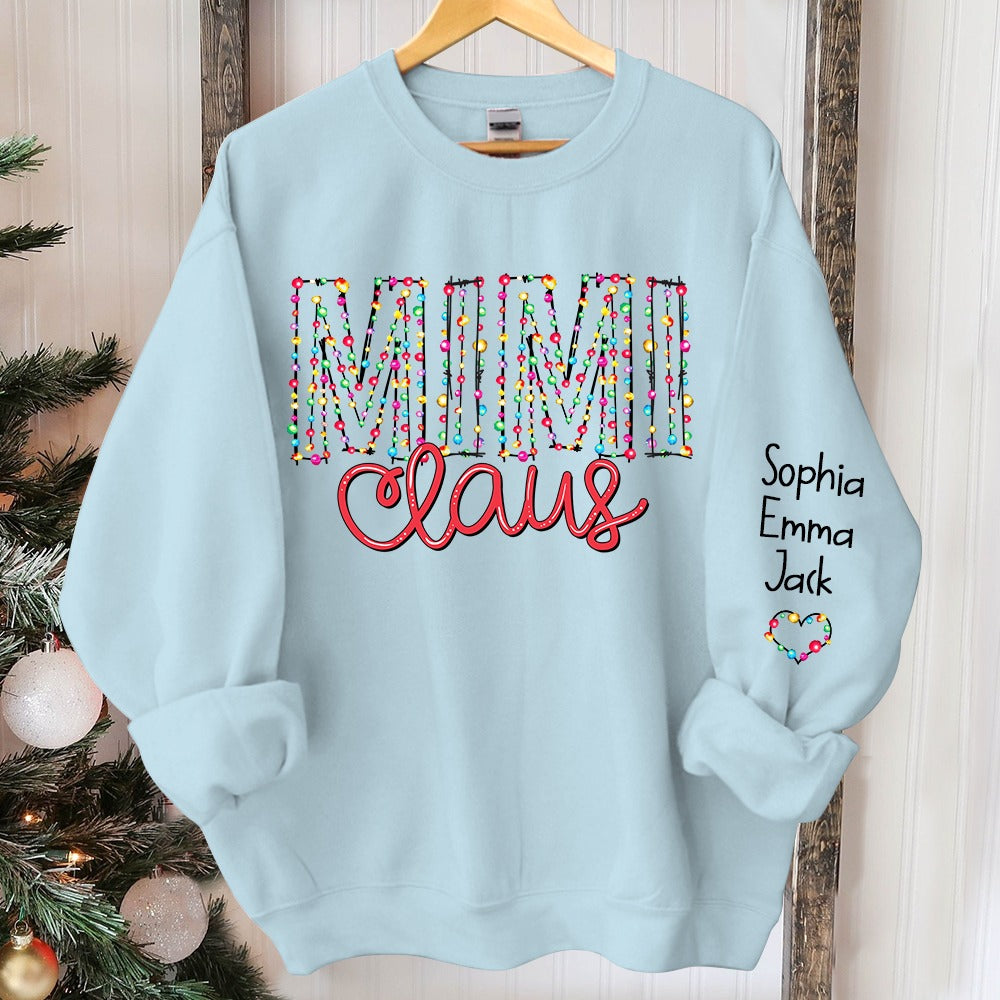 Mimi claus Christmas lights And Grandkids Christmas Merry Sweatshirt