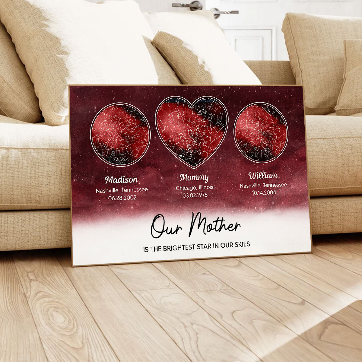 Mom The Brightest Star Custom Star Map by Location & Date, Real Astronomical Data, Personalized Poster Gift for Mom from Daughter, Mother's Day Gift for Mom from Son