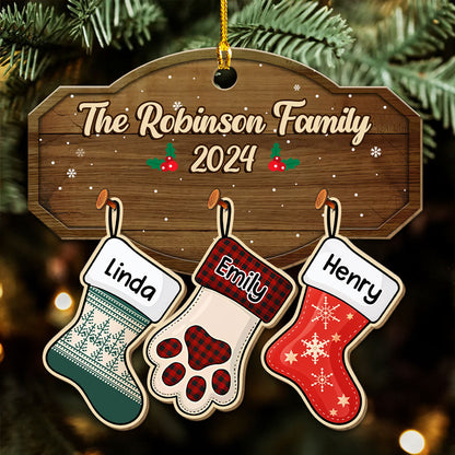 Family With Pet - Personalized Custom Wood Ornament