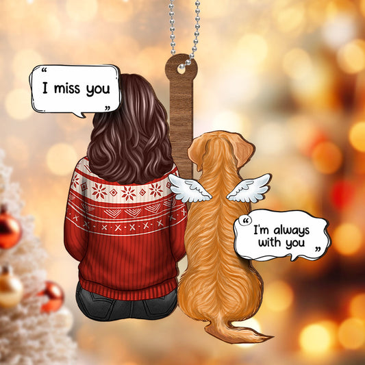 Sitting With Dog Memorial I Miss You Personalized 2-Layer Wooden Ornament