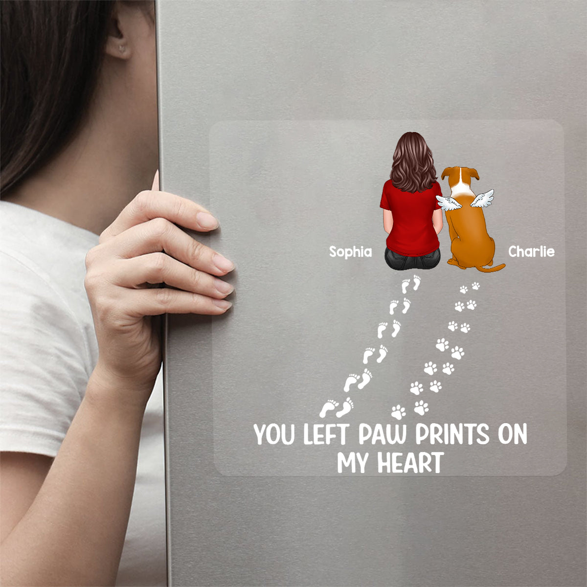 You Left Paw Prints On My Heart Dog Cat Pet Memorial Personalized Decal