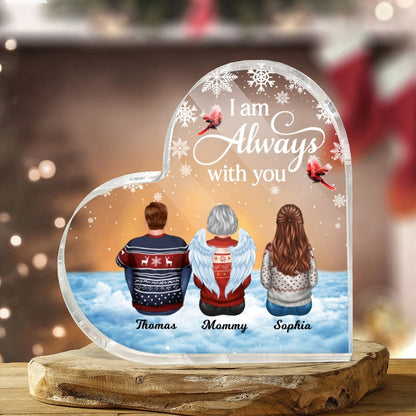 Always With You In Snow Background Personalized Acrylic Heart Plaque
