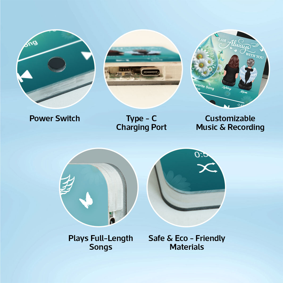 Realistic Teardop Family Members Memorial Personalized Music Fridge Magnet, Sympathy Gift