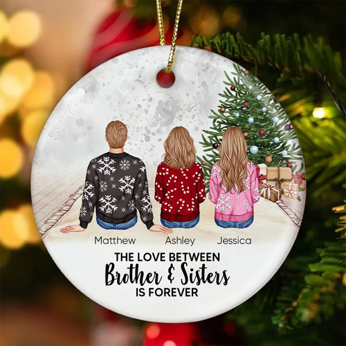 Personalized Siblings Christmas Tree Cozy Inside Ornament, Personalized Brothers and Sisters Ornament, Siblings Gift