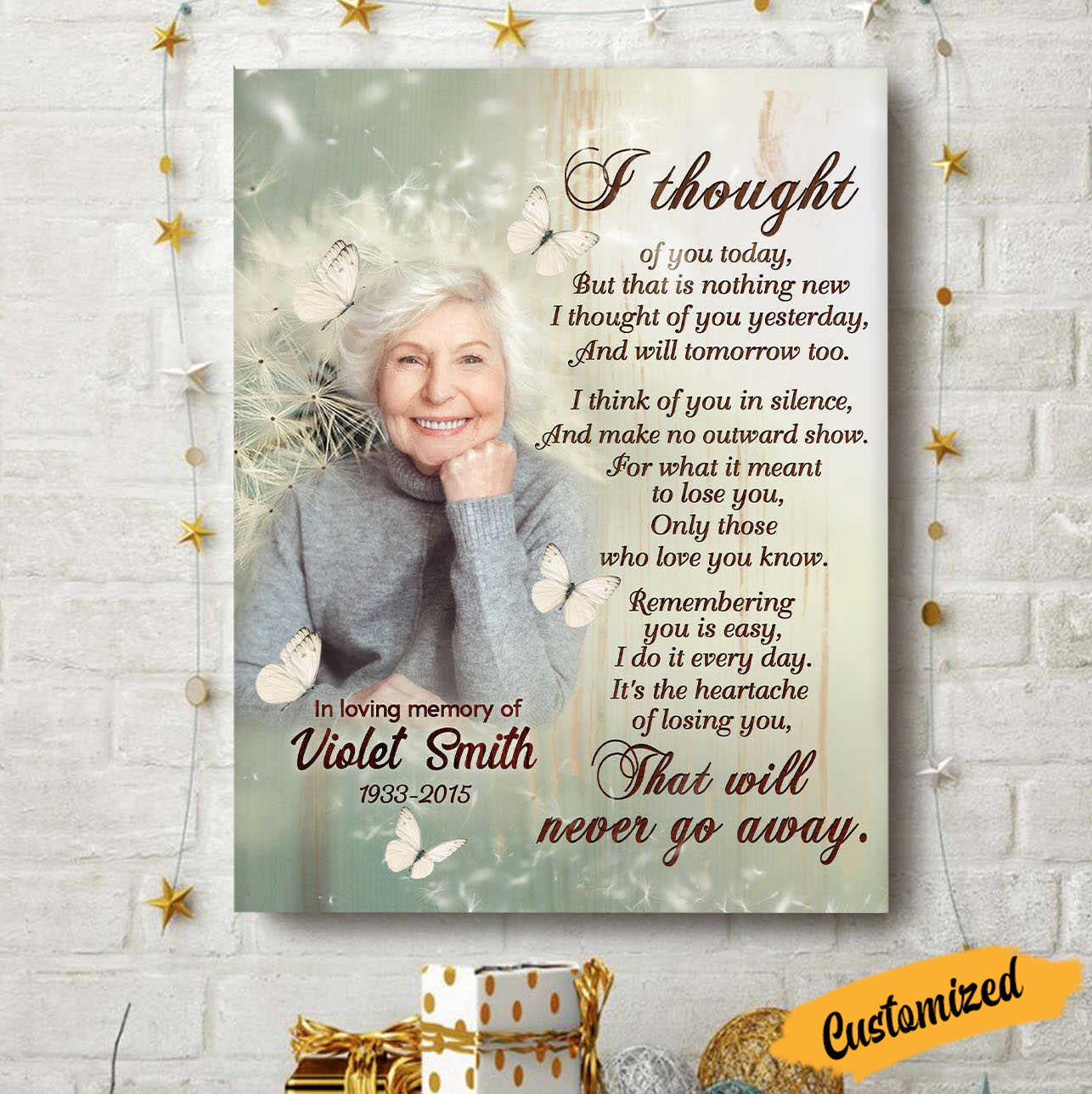 Personalized Family Loss I Thought Of You Today Memorial Poster