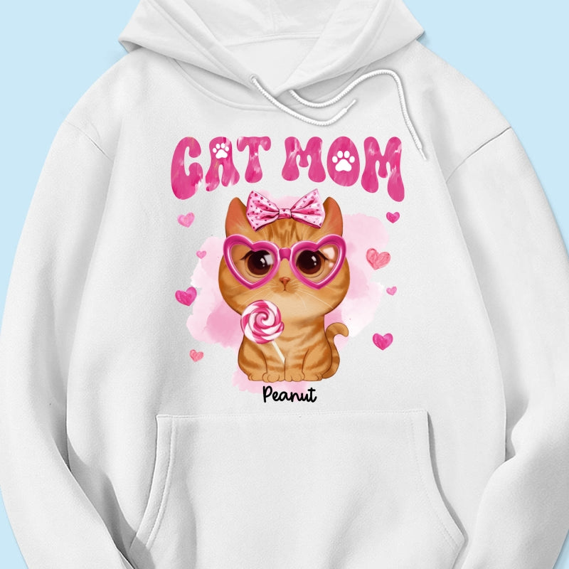 Valentine's Day Watercolor Cute Cats Cat Mom Personalized Shirt, Valentine's Day Gift For Cat Lovers, Cat Moms