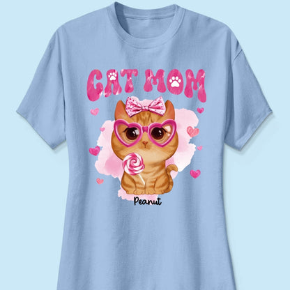 Valentine's Day Watercolor Cute Cats Cat Mom Personalized Shirt, Valentine's Day Gift For Cat Lovers, Cat Moms