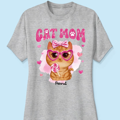 Valentine's Day Watercolor Cute Cats Cat Mom Personalized Shirt, Valentine's Day Gift For Cat Lovers, Cat Moms