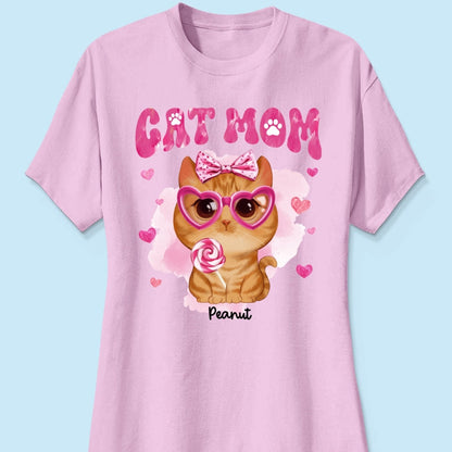 Valentine's Day Watercolor Cute Cats Cat Mom Personalized Shirt, Valentine's Day Gift For Cat Lovers, Cat Moms