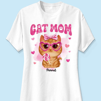 Valentine's Day Watercolor Cute Cats Cat Mom Personalized Shirt, Valentine's Day Gift For Cat Lovers, Cat Moms