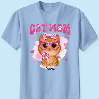 Valentine's Day Watercolor Cute Cats Cat Mom Personalized Shirt, Valentine's Day Gift For Cat Lovers, Cat Moms