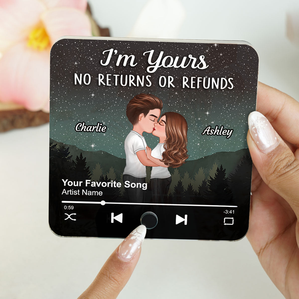 Couple Kissing Under Stars Personalized Music Fridge Magnet, Heartfelt 2025 Valentine's Day Gift For Couple, For Him, For Her, Boyfriend, Girlfriend, Husband, Wife