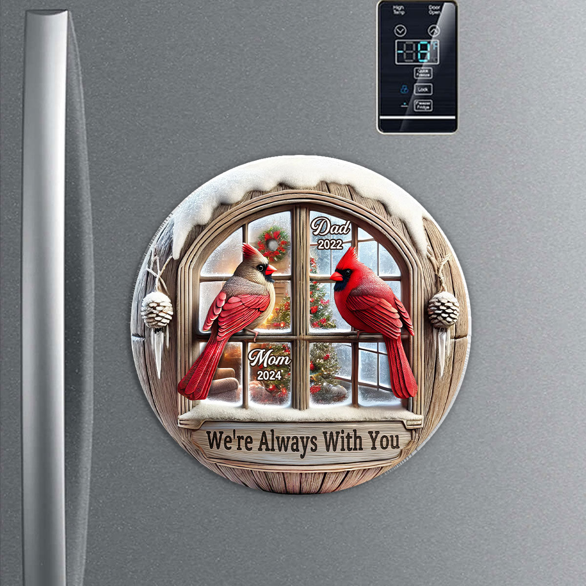 Memorial Cardinal Outside Window Remembrance Keepsake Sympathy Gift Personalized Acrylic Fridge Magnet